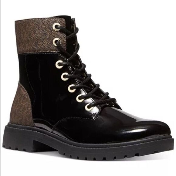 MICHAEL Michael Kors Women’s 9.5Alistair Lace-Up Lug Sole Combat Brown Moto